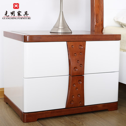 【光明家具】白色簡(jiǎn)約實(shí)木床頭柜 時(shí)尚收納儲(chǔ)物柜 中式床頭柜 WX7-1401-60